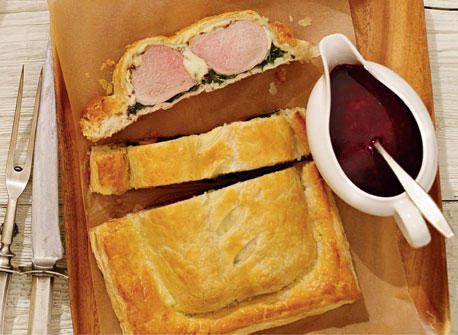 Pork Wellington with Louis D'Or Cheese and Beet Sauce 